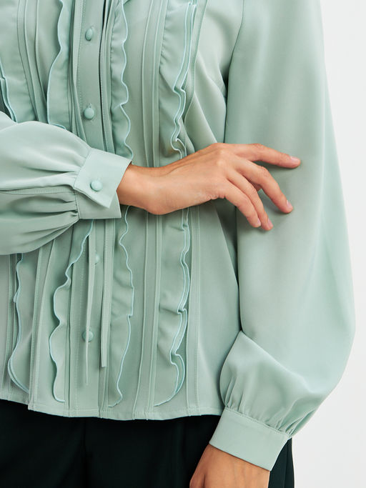 Блузка с рюшами OD-976-3 зеленый