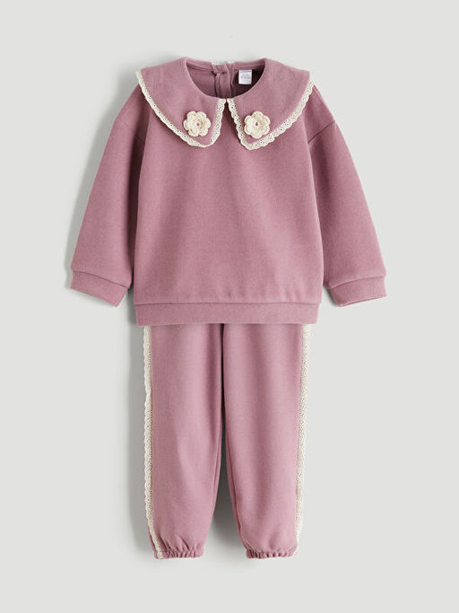 Bebe Yaka K?z ?ocuk Sweatshirt ve E?ofman Alt?