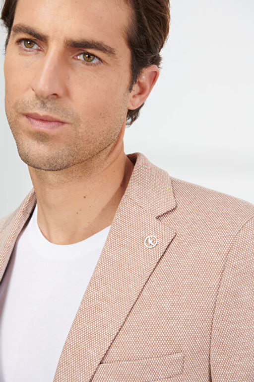 Slim Fit Dar Kesim Mono Yaka Desenli Kiremit Ceket 4A0423200020KMT