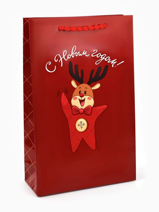 Пакет подарочный С Новым годом, с ёлочной игрушкой и шильдиком, Дед Мороз, 25.5?30?9 см