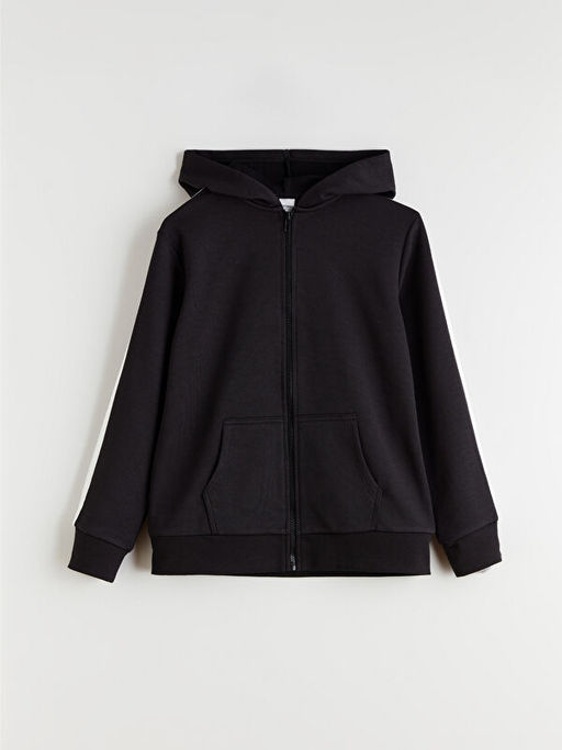 Kap??onlu K?z ?ocuk Fermuarl? Sweatshirt