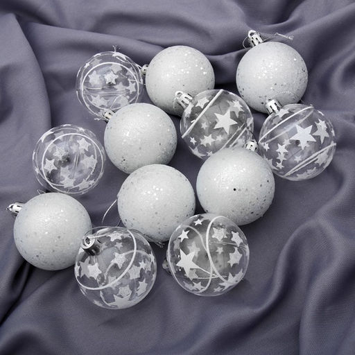 Ёлочные игрушки Млечный путь, шары новогодние, набор 12 шт., d=6 см, белый - Зимнее волшебство фото 3