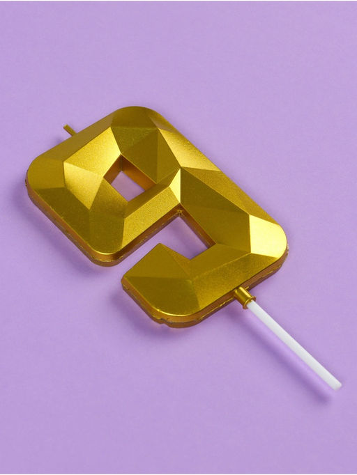 Свеча в торт на шпажке «Грань», цифра 9, золотая, 9 см, ГИГАНТ