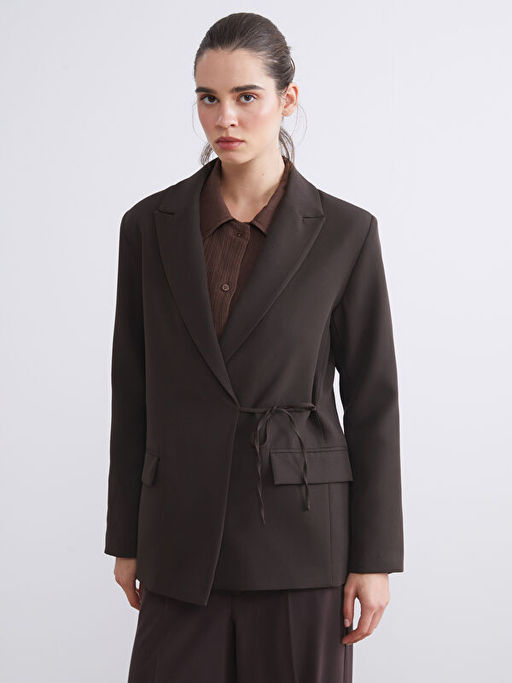 Kruvaze Yaka Ba?lamal? Kad?n Blazer Ceket