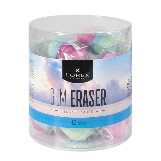 Цена за 2 шт. Ластик круглый LOREX GEM серия SUNSET VIBES, 30х40х25 мм, фигурный, ассорти, в индивидуаль...