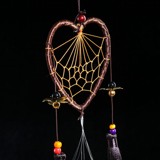 Музыка ветра с ловцом снов Сердце с кисточками и слон, 4 трубки, d=10.5 см, длина 45 см