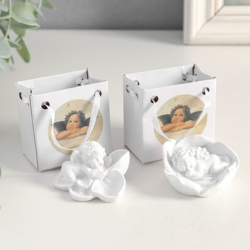 Цена за 2 шт. Фигурка Ангелочек спящий в цветке, 3.5?5.5?5.5 см, МИКС