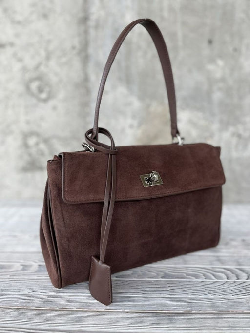 Женская замшевая сумка-портфель 8399 Кофе - Sergio valentini фото 2