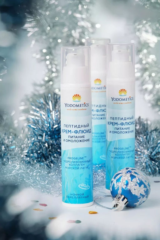 Пептидный крем-флюид для лица Питание и омоложение ночной ламеллярный 50 мл, диспенсер - Yodometics фото 3