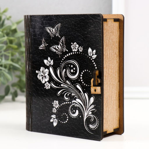 Деревянная шкатулка-книга «Бабочки» 14×12х5 см
