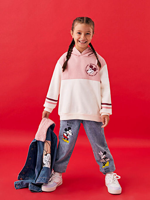 Kap??onlu Mickey Mouse Bask?l? Uzun Kollu K?z ?ocuk Sweatshirt - Waikiki фото 3