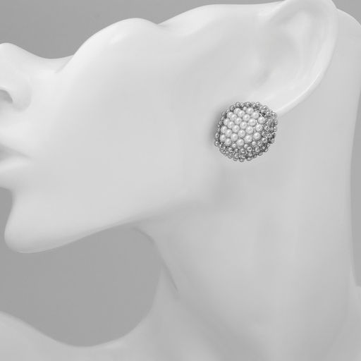 Серьги с жемчугом Атмосфера бусинки, цвет белый в серебре - Qf фото 3