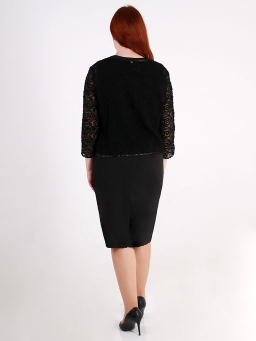 Платье-футляр больших размеров черное с накидкой - Almond фото 7