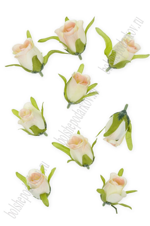 Головки цветов "Роза" 3*5 см (10 шт) SF-7874, бежевый/розовый