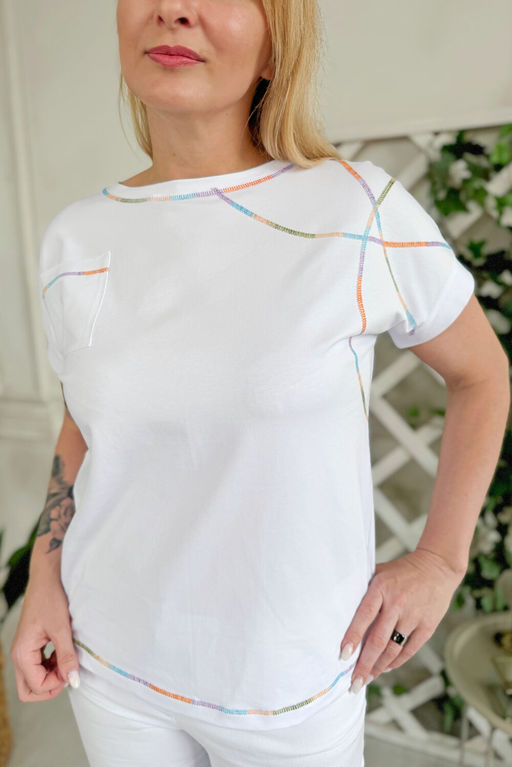 Футболка Rumoda 2221 оранжевый+белый  фото 2