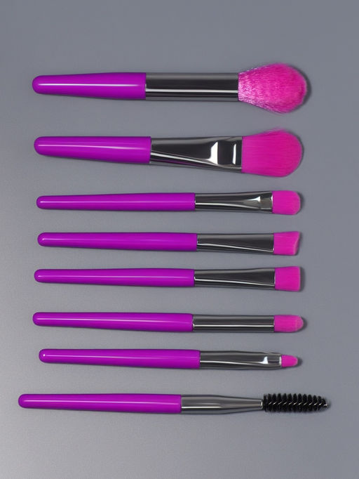 Цена за 2 шт. Набор кистей для макияжа COLOR POWER, 8 шт., чехол, фиолетовый