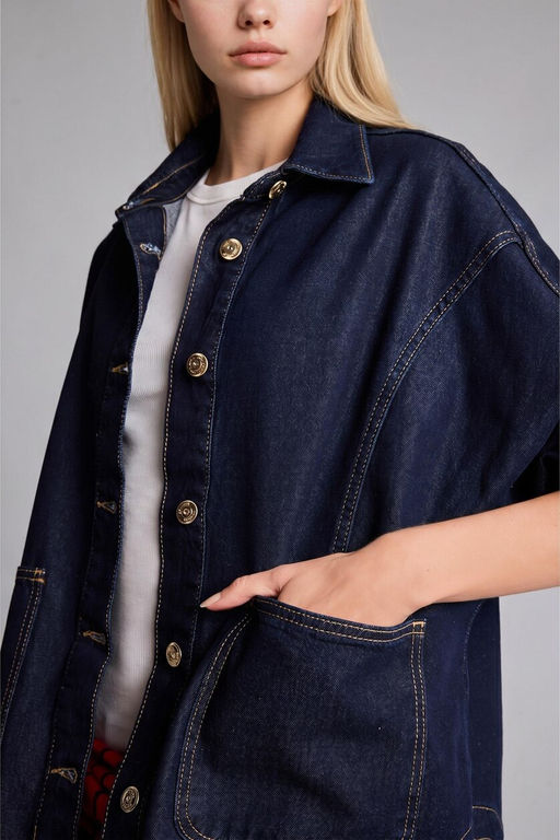 %100 Pamuk Oversize Jean Ceket - Defacto фото 4
