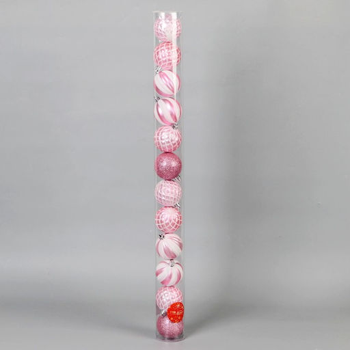 Ёлочные игрушки Зефир, шары новогодние, d=6 см, набор 12 шт., розовый - Зимнее волшебство фото 2