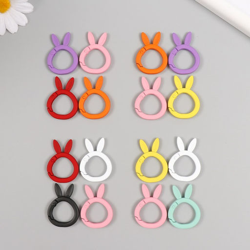 Цена за 4 шт. Карабин металл Голова зайчика МИКС 3,8х2,7 см