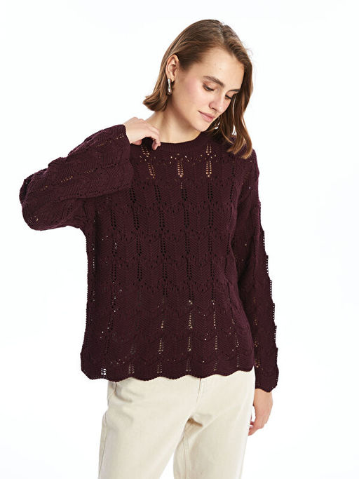 Bisiklet Yaka Ajurlu Kad?n Triko Kazak