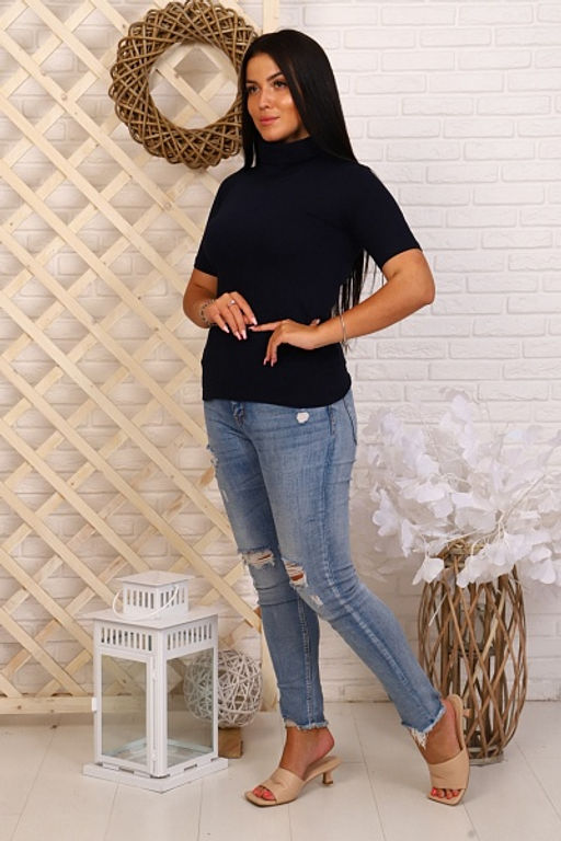 Водолазка женская, рибана с лайкрой, темно-синий (657-4)