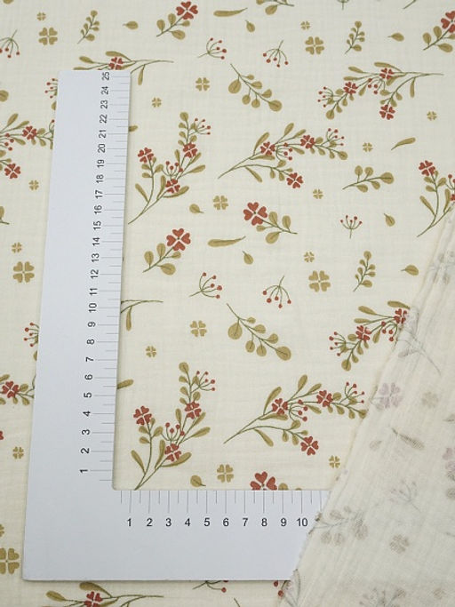 Муслин двухслойный с эф.жатости Весенний миг (терракотовые цветочки), ш.1.4м, хл-100%, 120гр/м.кв - Купава фото 7