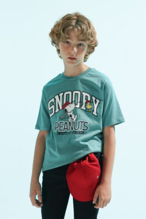 Erkek Cocuk Snoopy Bisiklet Yaka K?sa Kollu Tisort