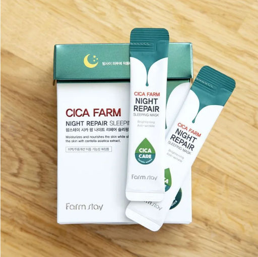 Маска ночная в саше с центеллой азиатской Cica Farm Night Repair Sleeping Mask 4 мл*20 шт - Buro фото 3