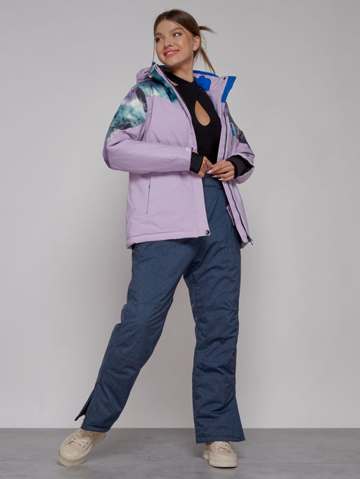Горнолыжная куртка женская зимняя великан фиолетового цвета 2263F - Chunmai фото 7