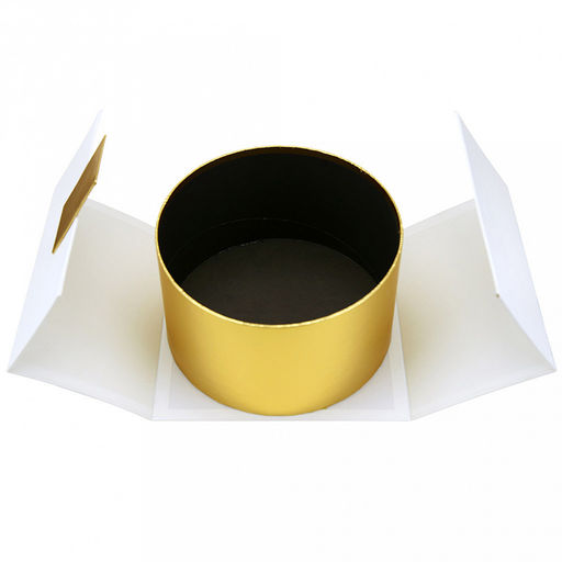 Коробка подарочная 22х22х13см "Круг" золотой в белой коробке (ДМ)