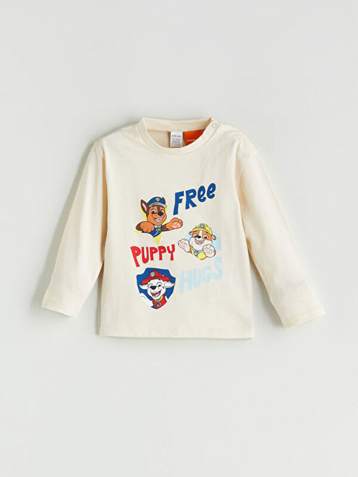 Bisiklet Yaka Paw Patrol Bask?l? Erkek Bebek Pijama Tak?m?