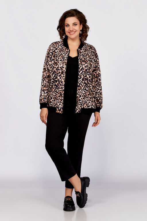 Бомбер Swallow 789 черный+принт леопард  фото 13