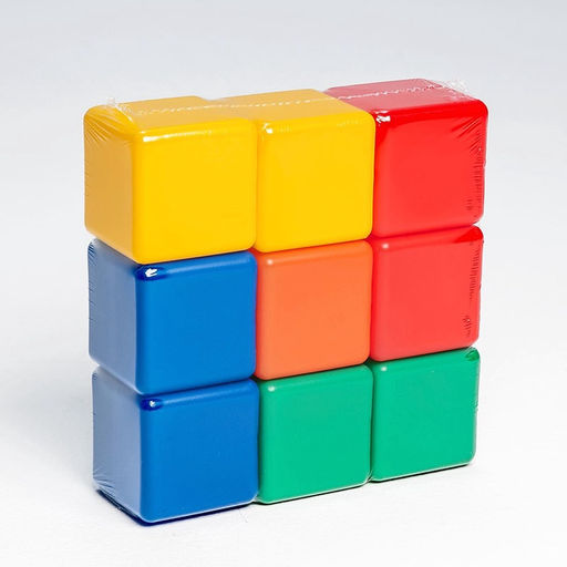 Кубики детские, пластиковые, цветные, 9 штук, 6×6 см