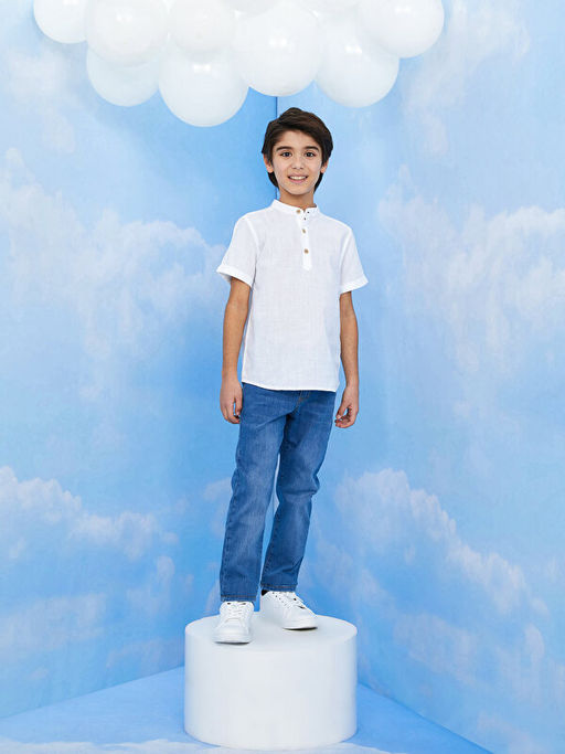 Hakim Yaka Basic K?sa Kollu G?mlek - Waikiki фото 3