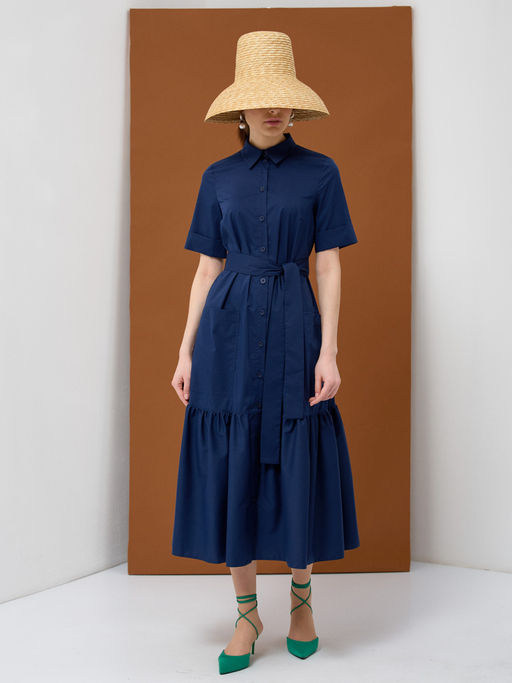 Платье хлопок OD-791-3 темно-синее OD-791-3