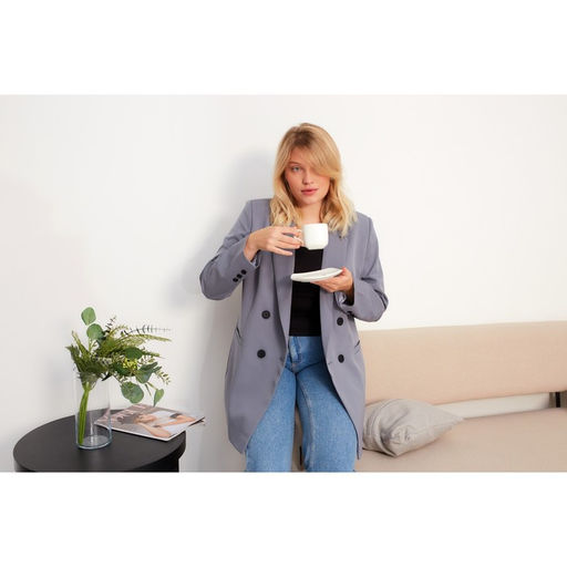 Пиджак женский двубортный MIST plus-size, размер 58, серо-голубой