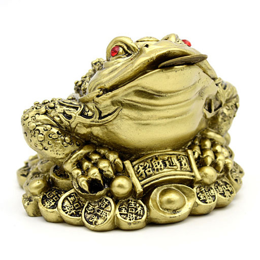 Фигурка Фен Шуй Жаба под бронзу стразы Оберег на процветание 4,5см-4,5см