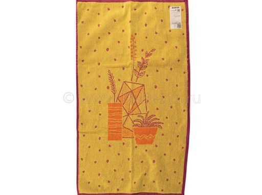 6с103.412ж1 Цветочный мотив (лимон-пурп) Полотенце махровое 50х90см