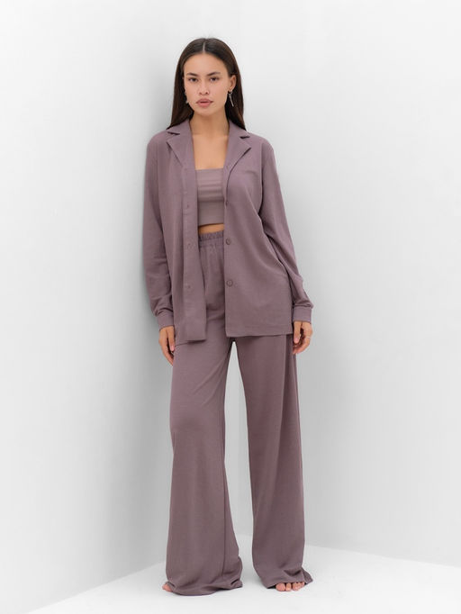 Костюм женский (рубашка, брюки, топ) KAFTAN Base, размер 42, кофейный
