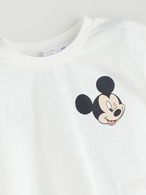 Mickey Mouse Bask?l? Erkek Bebek Pijama ?st