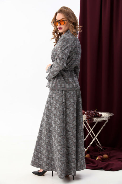 Юбка NIKVA н813-8 серый клетка  фото 3