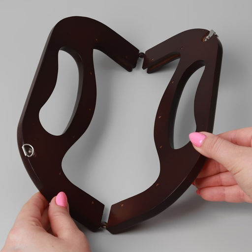 Ручка-фермуар для сумки, деревянная, на магнитах, с креплением, 27×12×2.5 см, коричневая