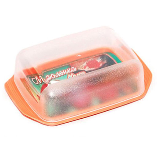 Масленка пластмассовая "Колор" 15х10х5см, прозрачная крышка, цвета микс (Россия)