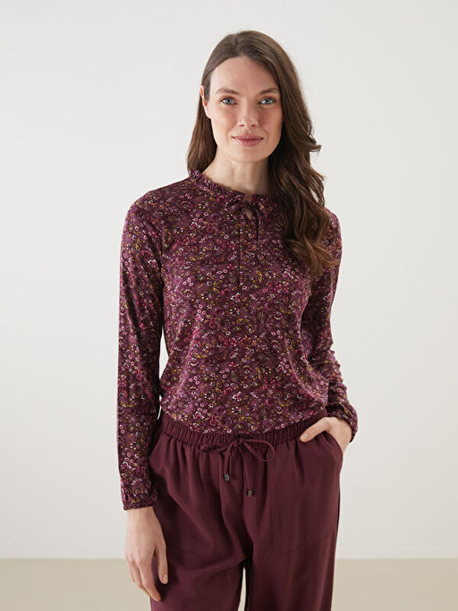 Ba?lamal? Yaka ?i?ekli Kad?n Bluz