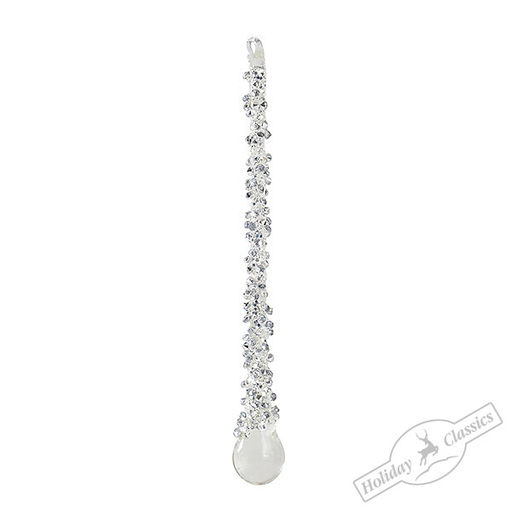 Сосулька "Капель" серебряная (стекло) 1,5х1,5х15 см