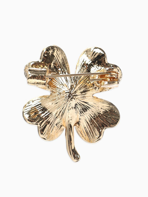 Брошь «Клевер» матовая, цвет белый в золоте