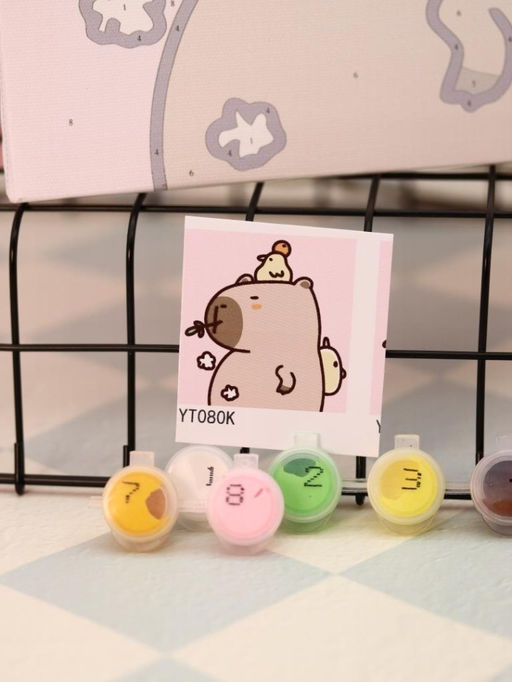 Картина по номерам на подрамнике Draw Me! Capybara and ducks, (20*20 см)