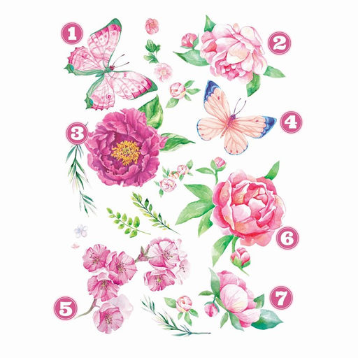 Цена за 5 шт. Термонаклейка Бабочки с цветами, 19.5?28 см, 7 дизайнов