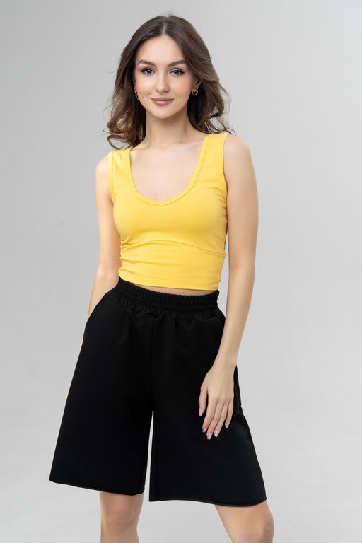 Кроп-топ майка из хлопка с лайкрой