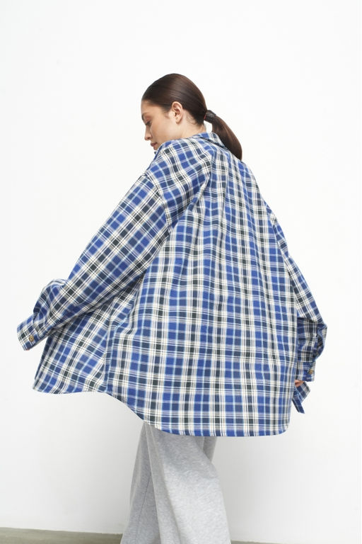 Рубашка cotton клетка Bright Blue - Erist store фото 3